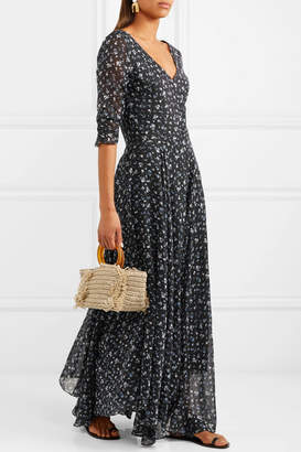 LoveShackFancy Larissa Floral-print Cotton And Silk-blend Maxi Dress - Black