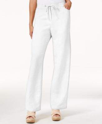 JM Collection Petite Linen-Blend Drawstring Pants, Created for Macy's