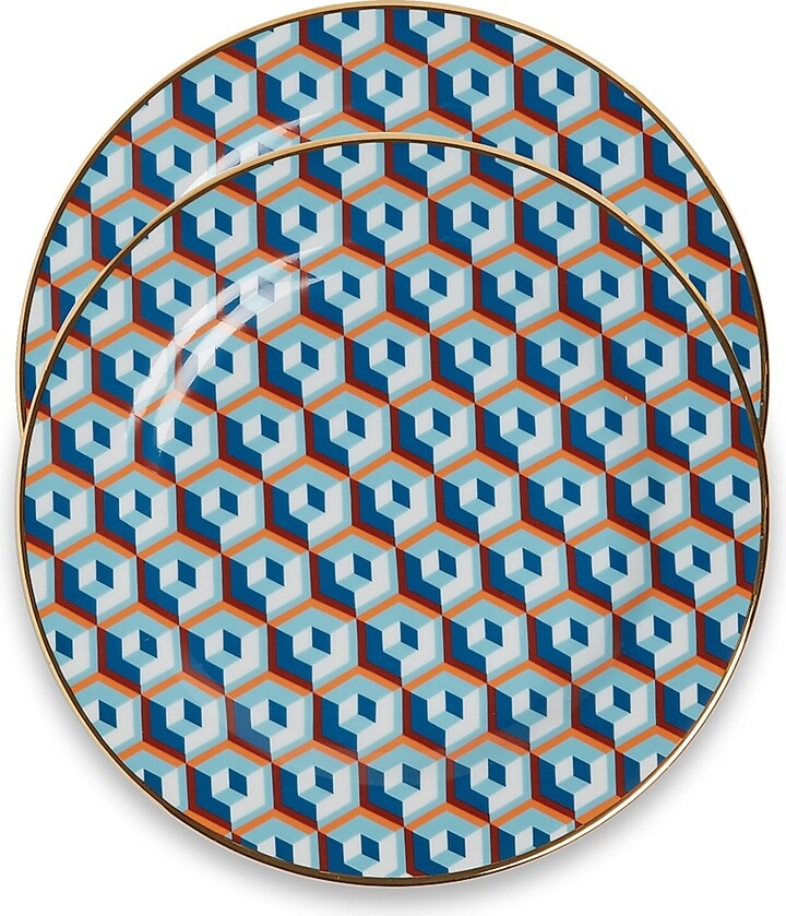 La DoubleJ Dessert Plates Set of 2 - Cubi Blue