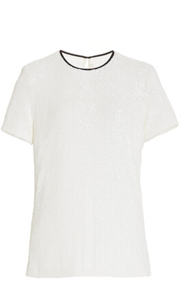 Naeem Khan Women's Sequined Piped Tulle T-Shirt - White - Moda Operandi