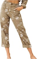 Thumbnail for your product : Muyise Women High Wasit Floral Print Elastic Waist Loose Pajamas Wide Leg Casual Yoga Running Plus Size Cropped Pants with Pockets S-3XL Gray