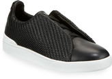 Thumbnail for your product : Ermenegildo Zegna Men's Pelle Tessuta Triple-Stitch Slip-On Sneakers, Black
