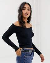 Thumbnail for your product : Abercrombie & Fitch cosy cold shoulder top-Navy