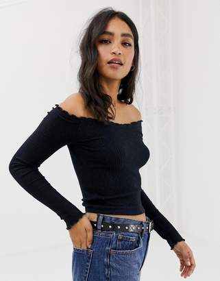 Abercrombie & Fitch cosy cold shoulder top-Navy