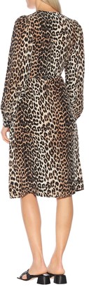 Ganni Leopard-printed silk-blend dress