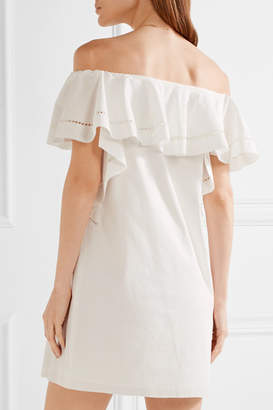 Rachel Zoe Allison Off-the-shoulder Stretch-cotton Poplin Mini Dress - White