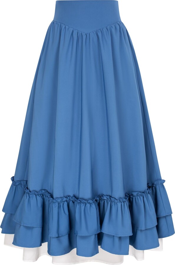 SCARLET DARKNESS Womens Blue Medieval Renaissance Skirt Elastic Waist