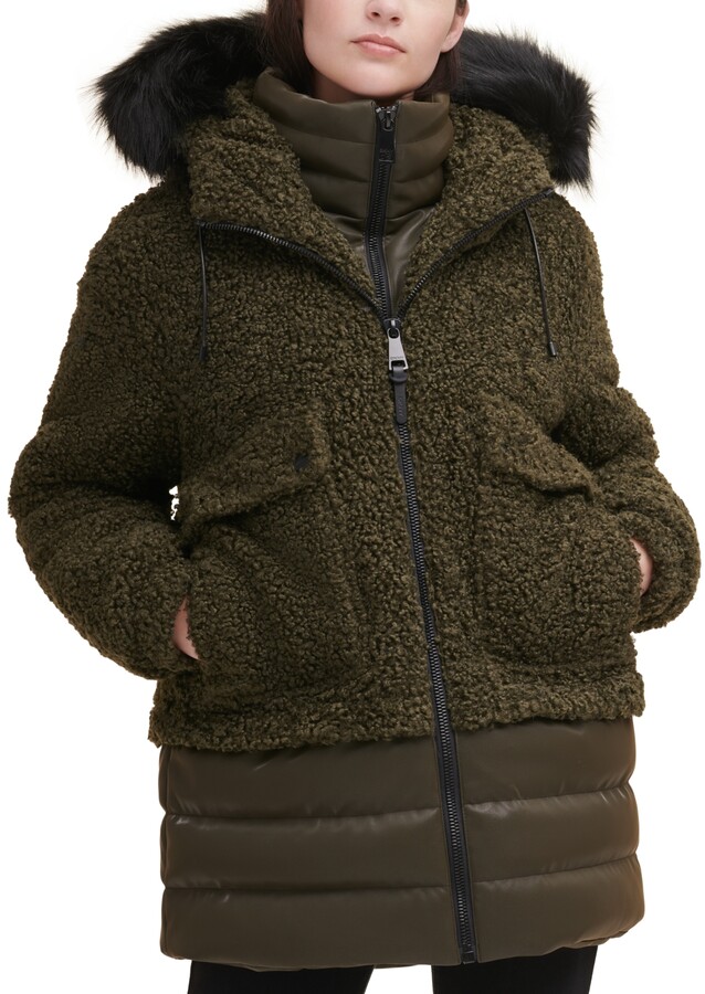 Dkny Coat Faux Fur Trim | Shop the world's largest collection of 