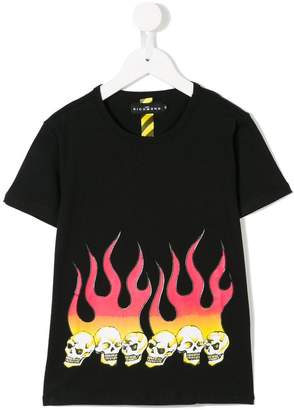 John Richmond Junior skull and flames print T-shirt
