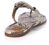 Thumbnail for your product : Tory Burch Miller Snake-Print Suede Thong Sandals
