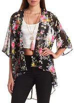 Thumbnail for your product : Charlotte Russe Sheer Floral Print Kimono Top
