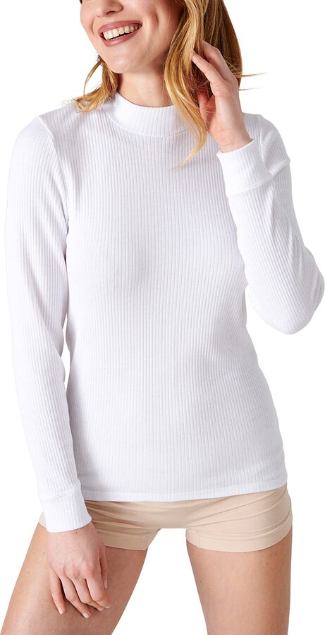 Damart Women's 56681 Long-Sleeved Oxford T-Shirt with Mock Neck Underwear -  ShopStyle Lingerie & Nightwear