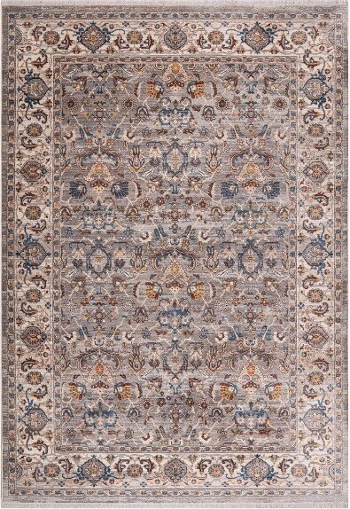 HomeRoots HomeRoots5'X8'GrayTanAndBeigeOrientalAreaRugWithFringe