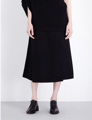 Y's YS Wrap wool-blend midi skirt