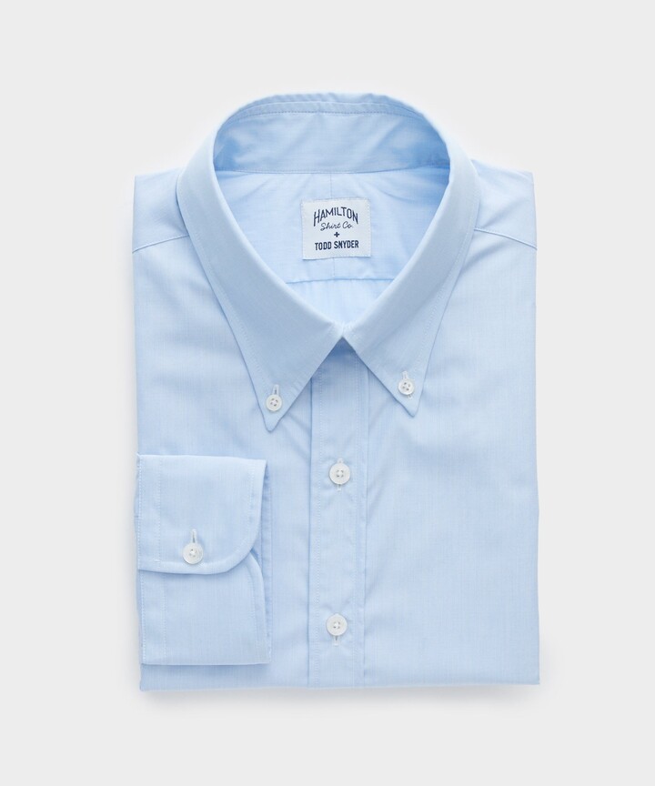 Hamilton Hamilton Wrinkle Free Cotton Dress Shirt In Blue