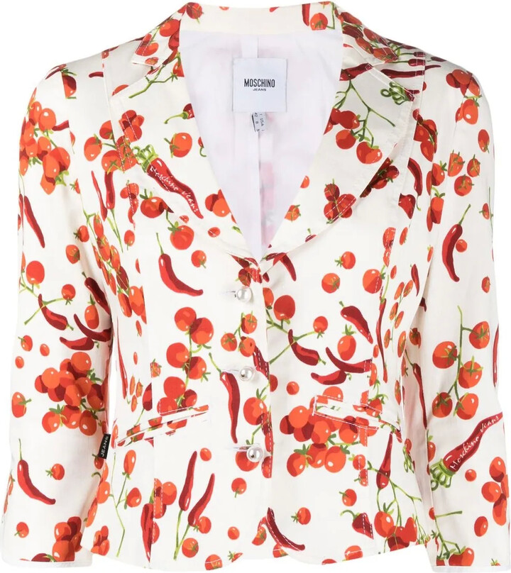2000s Fruit-Print Single-Breasted Jacket