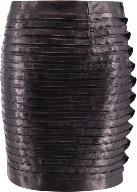 Versace High-Waist Leather Mini Skirt