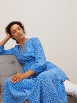Thumbnail for your product : John Lewis & Partners Smock Tiered Spot Midi Dress, Blue