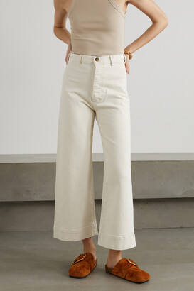 The Great The Seafair Cropped High-rise Wide-leg Jeans - Ecru