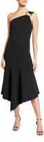 Thumbnail for your product : Shoshanna Eonia One-Shoulder Jet Midnight Stretch Crepe Gown