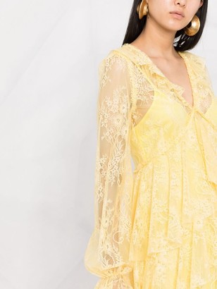 Blumarine Lace-Patterned Ruffled Dress