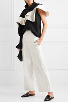 Thumbnail for your product : Awake Ruffled Faux Leather-trimmed Crepe Top