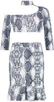 Thumbnail for your product : boohoo Snake Print Crop and Flippy Skirt Co-ord
