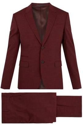 Valentino Notch Lapel Gingham Wool Blend Suit - Mens - Red