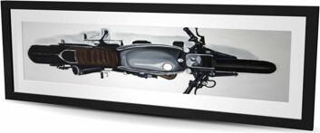 Lark Manor Overhead View of a Motorbike - Framed Matted Print for Decor