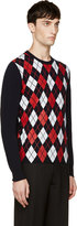 Thumbnail for your product : Moncler Gamme Bleu Navy Printed Argyle Sweater