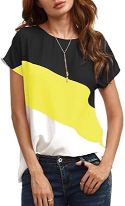 B.side ASide Womens Short Sleeve Tunic Tops Short Sleeve Color Block Casual Blouses
