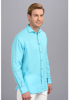 Thumbnail for your product : Thomas Dean & Co. Blue Linen Button Down L/S Sport Shirt