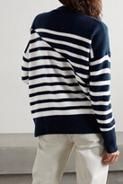 Thumbnail for your product : La Ligne Marin Striped Wool And Cashmere-blend Cardigan - Navy