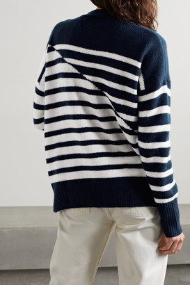 La Ligne Marin Striped Wool And Cashmere-blend Cardigan - Navy