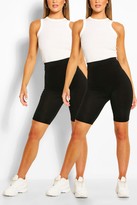Thumbnail for your product : boohoo 2 Pack Basic Jersey Cycling Shorts