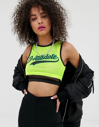 D Antidote D-Antidote cropped top with logo in neon
