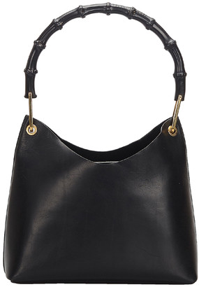 black leather gucci bag with bamboo handle