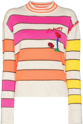 Mira Mikati Embroidered-Mushroom Striped Jumper