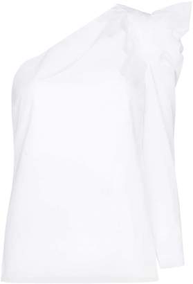Les Rêveries one-shouldered pouf sleeve cotton blouse