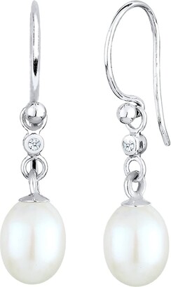 Elli Elli DIAMONDS Earrings Women Elegant with Freshwater Pearls and Diamond (0.03 ct.) in 925 Sterling Silver