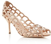 Thumbnail for your product : Sergio Rossi Vague Swarovski Crystal Cutout Peep Toe Pumps