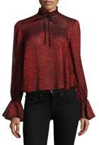 Thumbnail for your product : Saloni Tyler Devore Bell-Sleeve Cropped Top