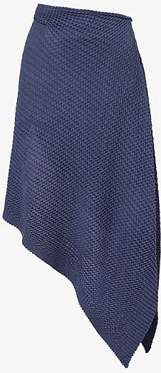Victoria Beckham Womens Eclipse Draped Asymmetric Stretch-Cotton Midi Skirt M