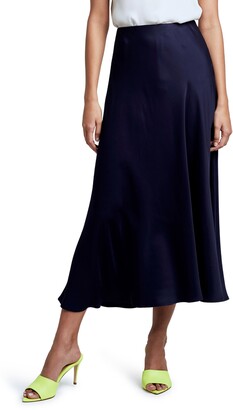 L'Agence Perin Bias Cut Silk Satin Midi Skirt - ShopStyle