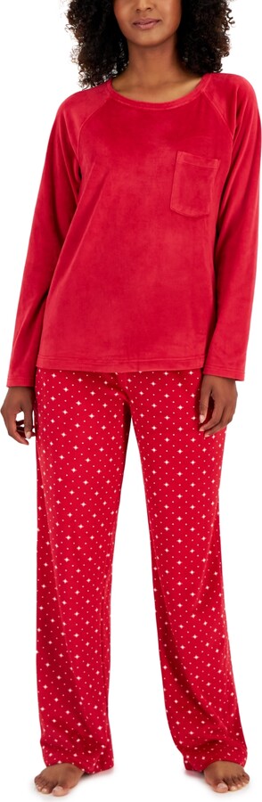 Charter Club Women's 2-Pc. Printed Velour Pajamas Set, Created for Macy's -  ShopStyle