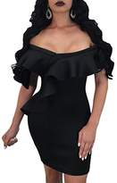 Thumbnail for your product : Cfanny Women's Sleeveless One Shoulder Ruffled Sexy Bodycon Party Club Dress