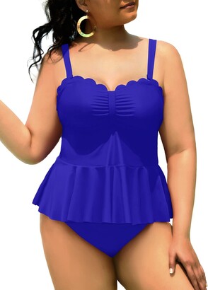 Yonique Blouson Tankini Swimsuits for Women 2 Piece Bathing Suits