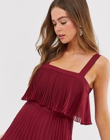 Thumbnail for your product : ASOS Design DESIGN double layer pleated cami midi dress