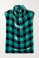 Thumbnail for your product : Dries Van Noten Checked Flocked Paneled Crepe De Chine And Satin Blouse - Black