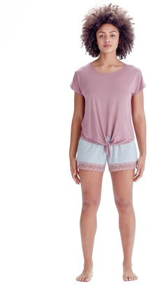 Pretty Polly Lave Trim Shorts - Pink/Grey